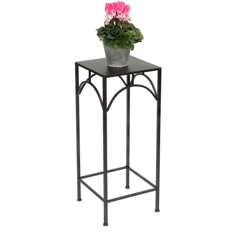 foto del prodotto sgabello per fiori in metallo nero quadrato 70 cm portafiori 96132 l tavolino colonna per fiori portapiante moderno sgabello per piante - dandibo