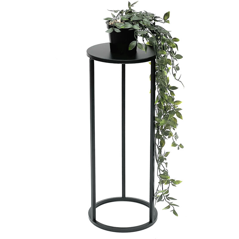 foto del prodotto sgabello per fiori in metallo nero rotondo da 50 cm tavolino per fiori 96316 s colonna per fiori sgabello moderno per piante dandibo
