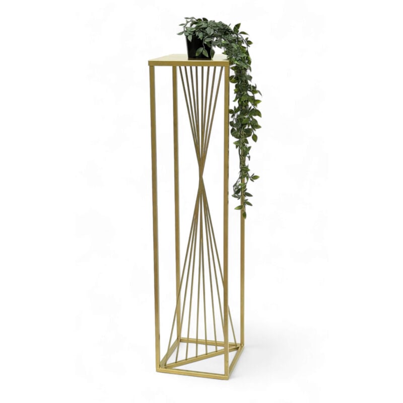 foto del prodotto sgabello per fiori in metallo oro quadrato 100 cm tavolino per fiori 96567 colonna di fiori design moderno sgabello per piante dandibo