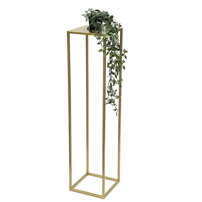 foto del prodotto sgabello per fiori in metallo oro quadrato 100 cm tavolino per fiori 96570 colonna per fiori sgabello moderno per piante dandibo