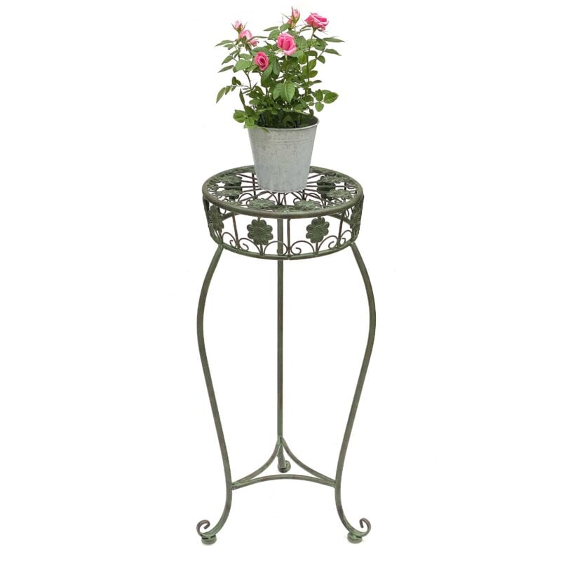 foto del prodotto sgabello per fiori in metallo verde rotondo 75 cm portafiori 96008 l colonna per fiori portapiante antico sgabello per piante vintage
