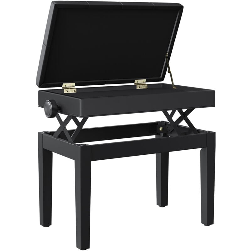 foto del prodotto sgabello per pianoforte con vano portaoggetti e altezza regolabile, nero homcom