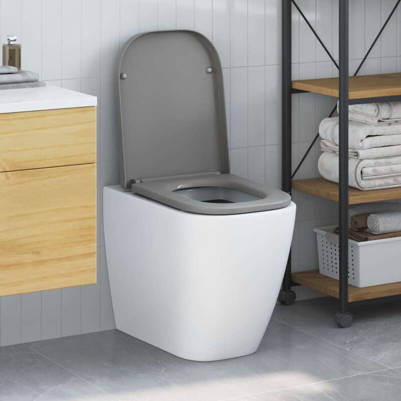foto del prodotto sgabello per wc con chiusura morbida in duroplast grigio vidaxl