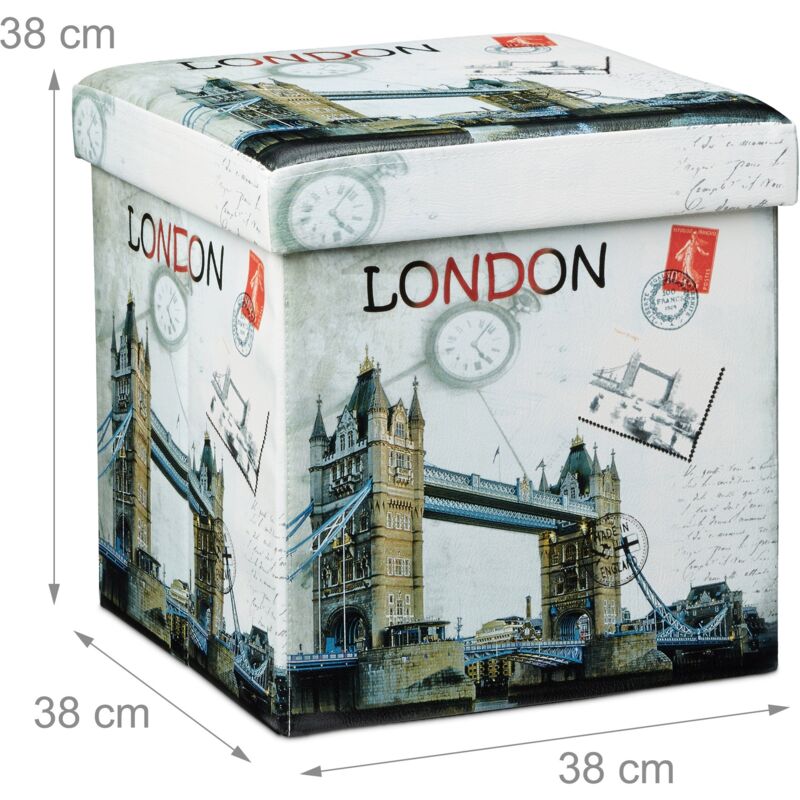 foto del prodotto sgabello pieghevole contenitore panca pieghevole 38 x 38 cm london multicolore