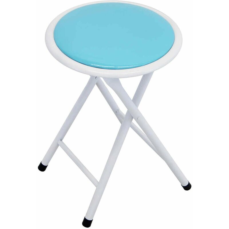 foto del prodotto sgabello pieghevole da viaggio con struttura in acciaio e seduta in pvc imbottita 30 cm skinny lightskyblue