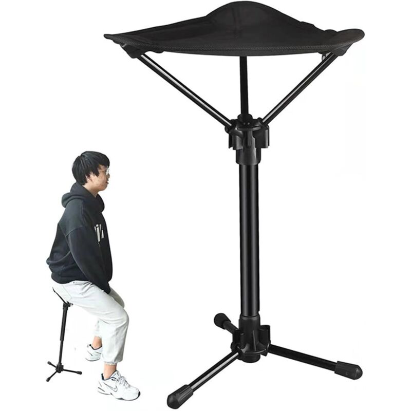 foto del prodotto sgabello pieghevole portatile telescopico, sgabello pieghevole regolabile in tre posizioni, sgabello pieghevole da campeggio con borsa, adatto per