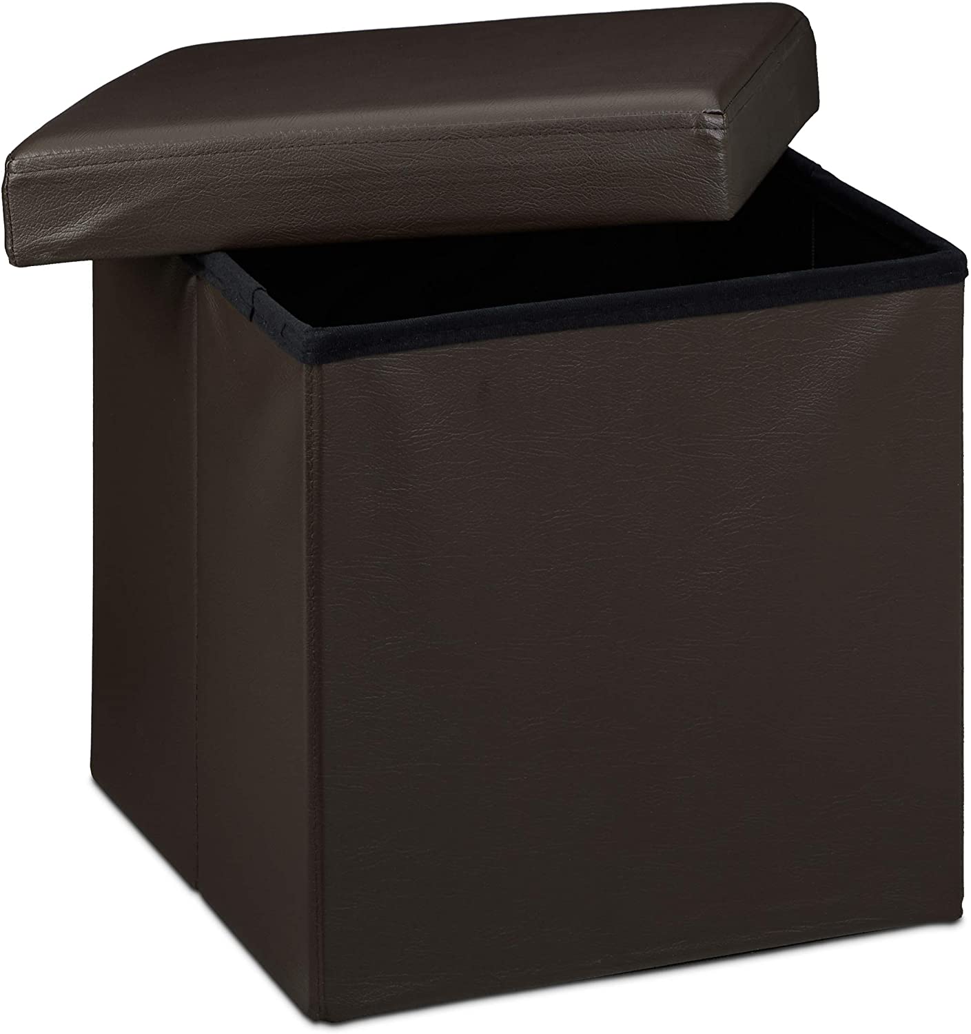 foto del prodotto sgabello pieghevole pouf panca stabile mobile contenitore sintetico 38 cm marrone 13 0002806 5