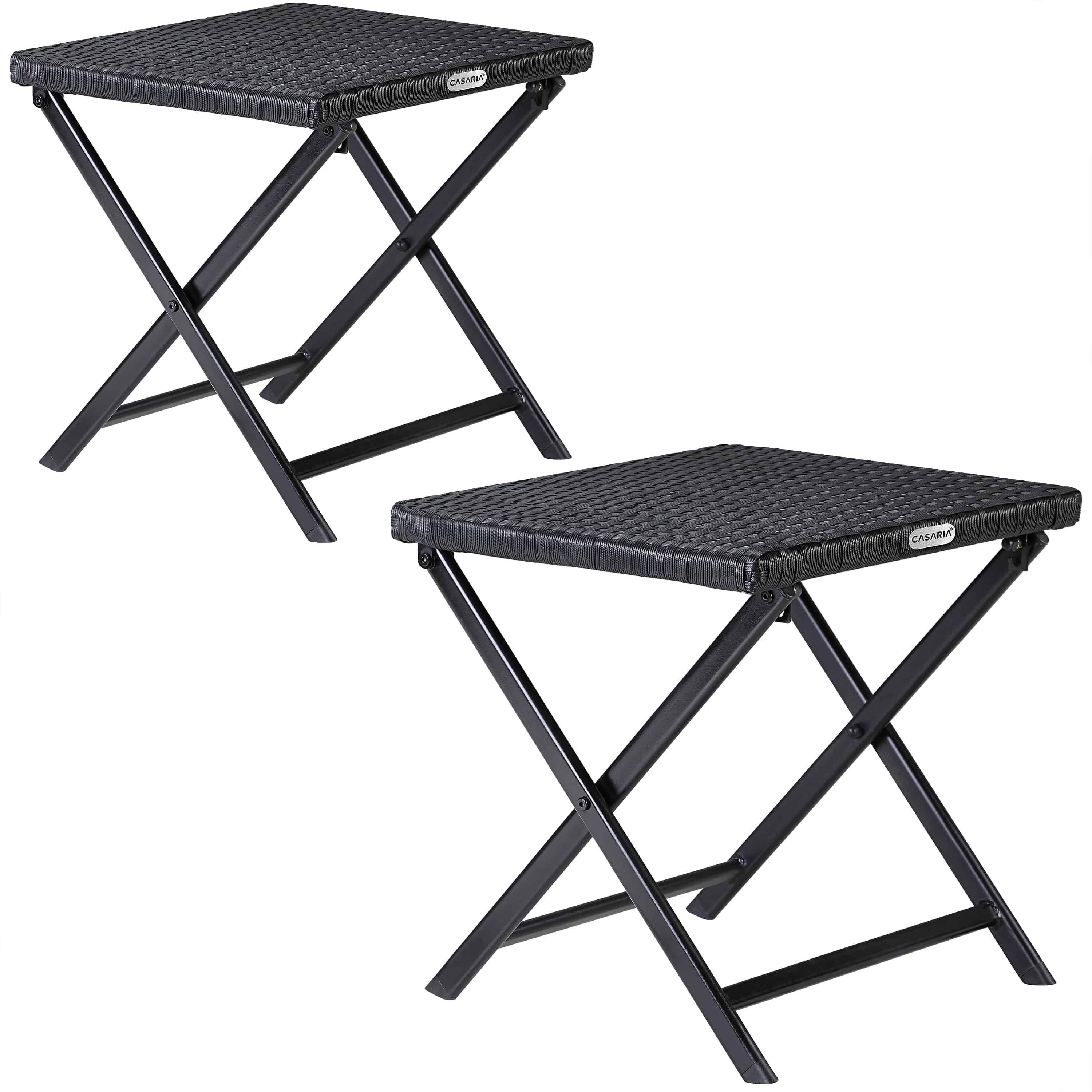 foto del prodotto sgabello pieghevole roma set da 2 polyrattan nero