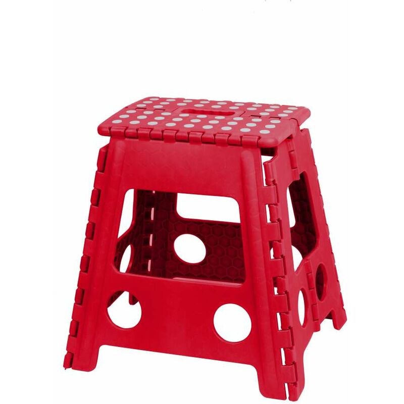 foto del prodotto sgabello pieghevole rosso in plastica design compatto 39x29x22 cm
