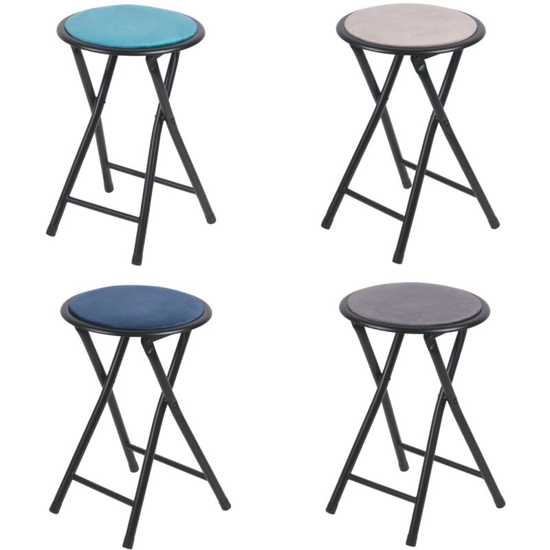 foto del prodotto sgabello pieghevole velluto 4 colori assortiti freddi