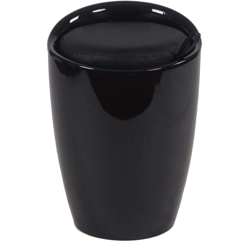 foto del prodotto sgabello pouf contenitore in abs con seduta in ecopelle 36x36x50 cm style black