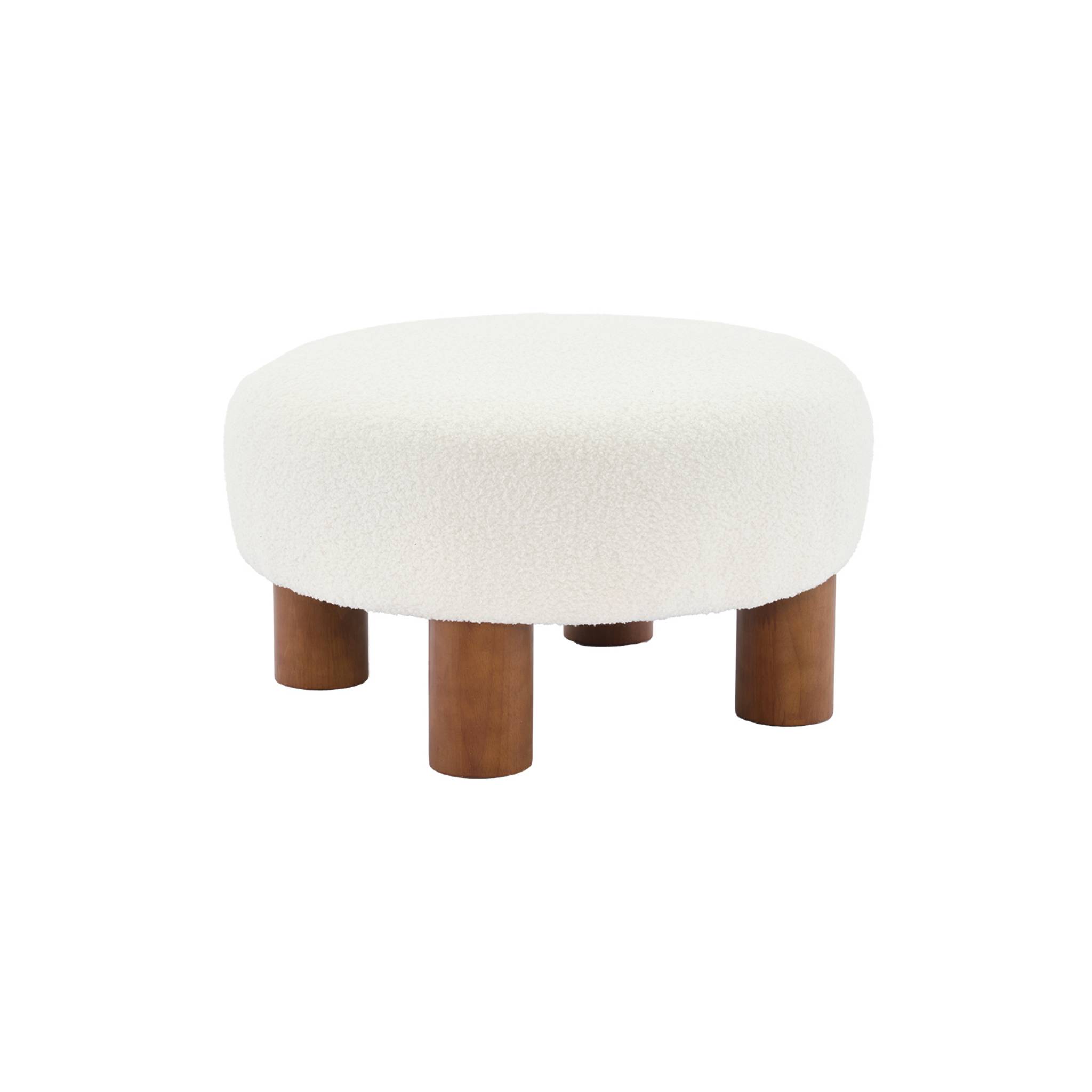 foto del prodotto sgabello pouf i sweeek, legno di gomma e gambe bouclette