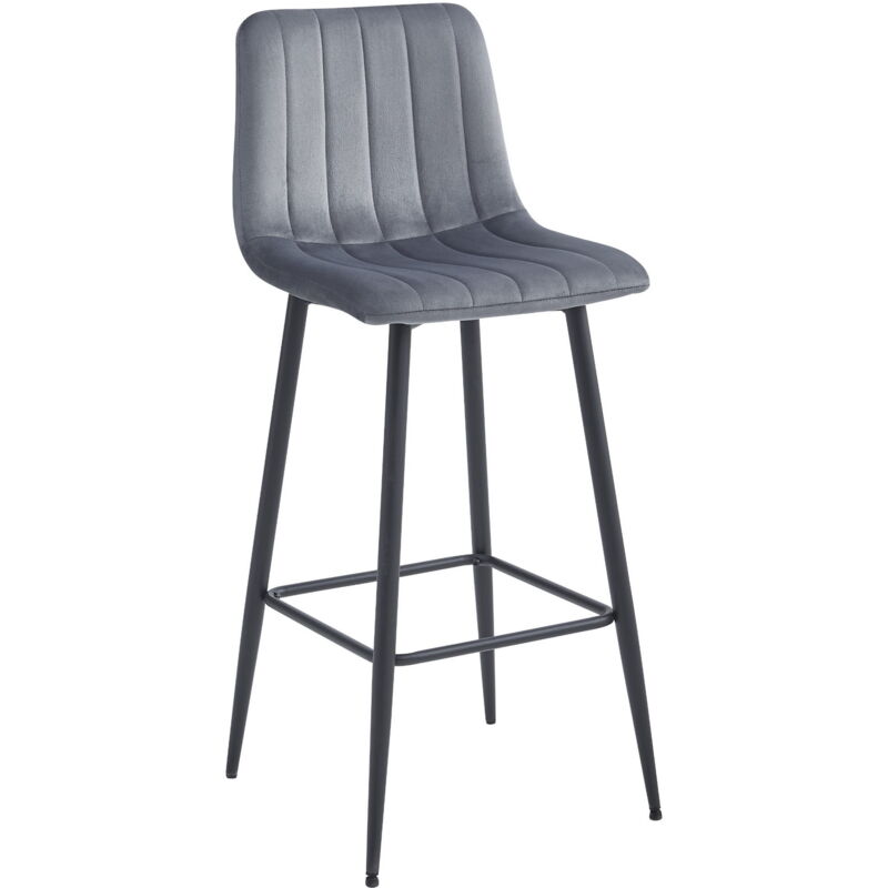 foto del prodotto sgabello pozza velluto grigio scuro gambe nere x 1