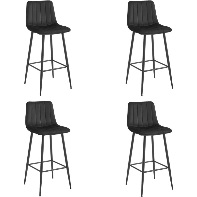 foto del prodotto sgabello pozza velluto nero gambe nere x 4