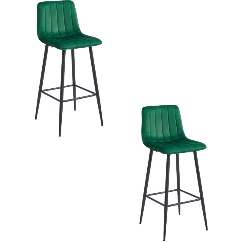 foto del prodotto sgabello pozza velluto verde scuro gambe nere x 2