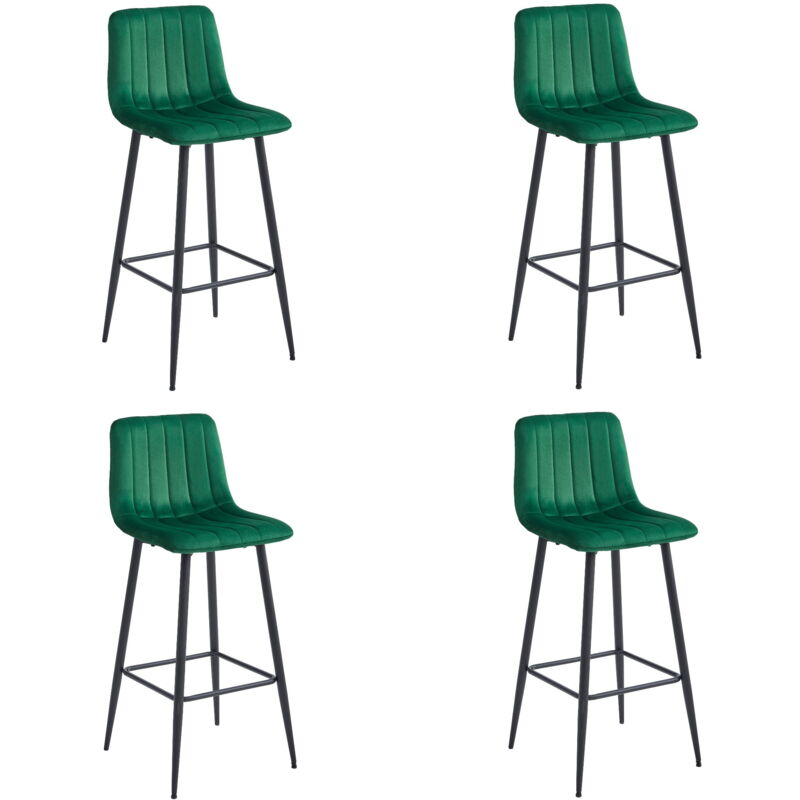 foto del prodotto sgabello pozza velluto verde scuro gambe nere x 4