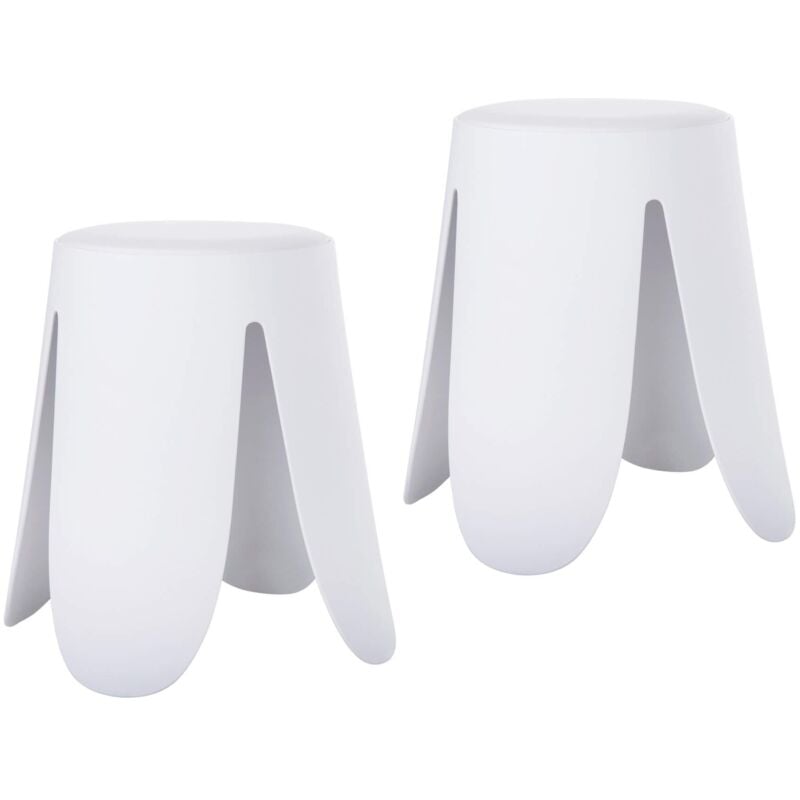 foto del prodotto sgabello rebecca mobili koten 46x30x30 polipropilene similpelle bianco moderno set 2 pz