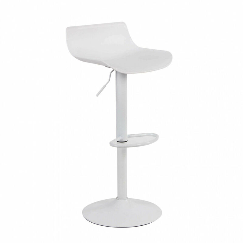 foto del prodotto sgabello regolabile con poggiapiedi per arredo bar esterno interno con seduta in polipropilene e struttura in acciaio poly steel white
