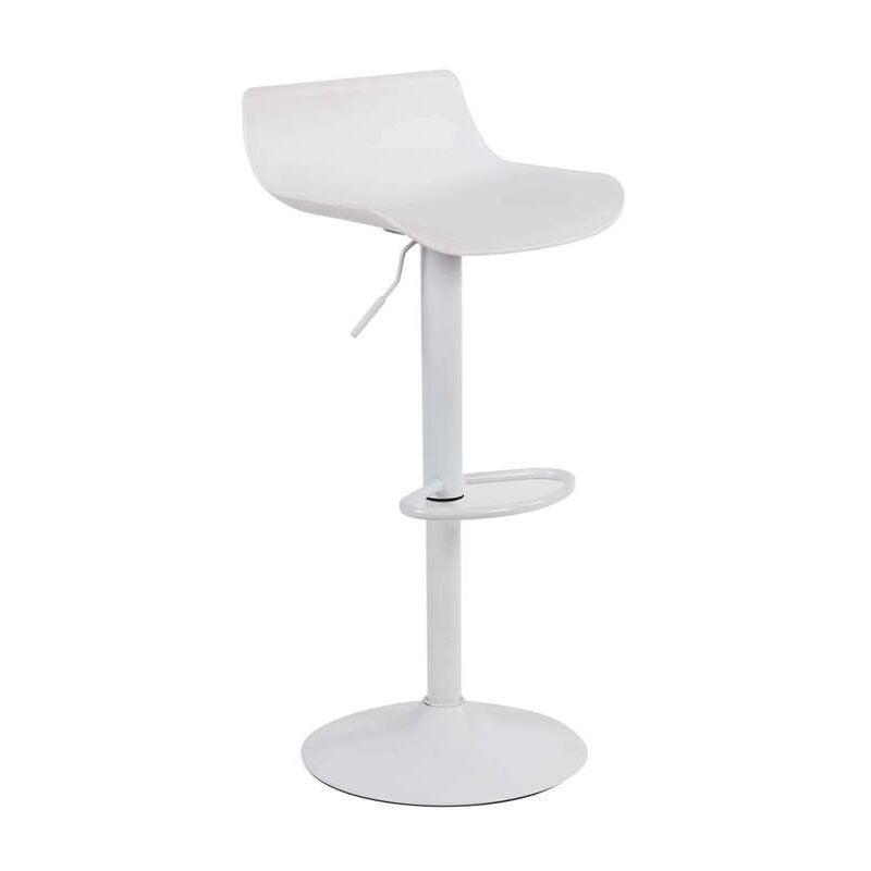 foto del prodotto sgabello regolabile con poggiapiedi per arredo bar esterno interno con seduta in polipropilene e struttura in acciaio poly steel white