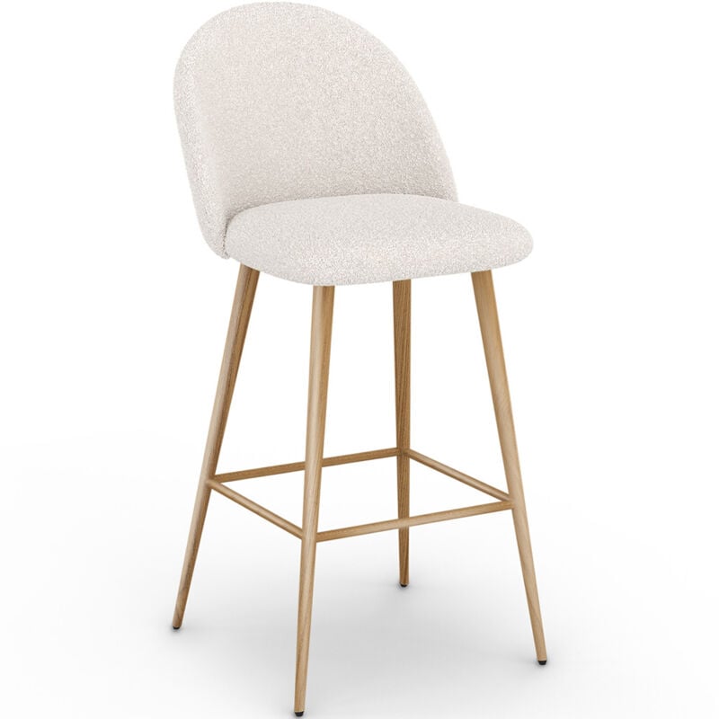 foto del prodotto sgabello rivestito in tessuto boucl design scandinavo evelyne bianco