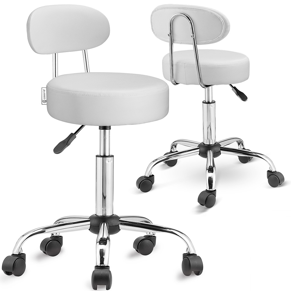foto del prodotto sgabello roll set di 2 bianco girevole a 360 con schienale