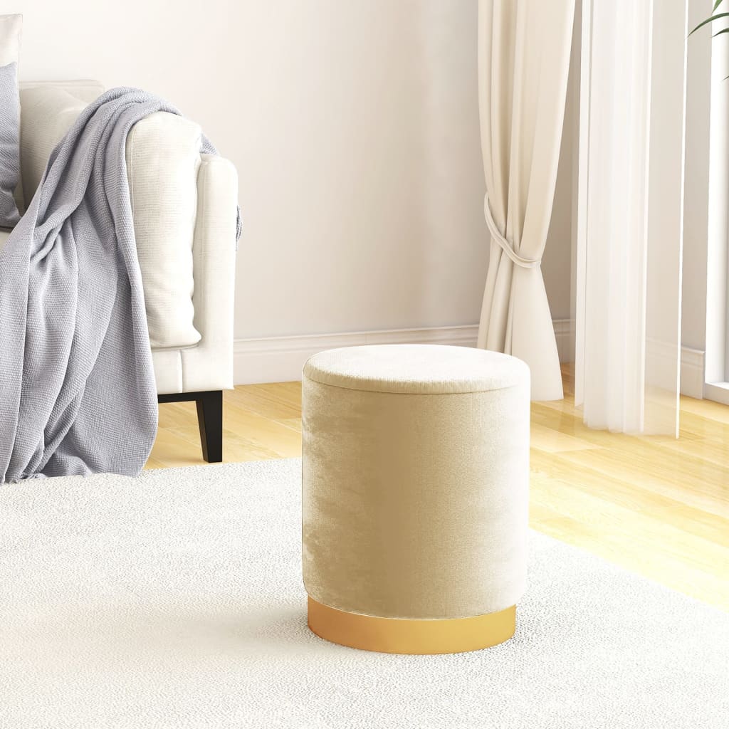 foto del prodotto sgabello rotondo con contenitore albicocca in velluto 31 x 37 cm