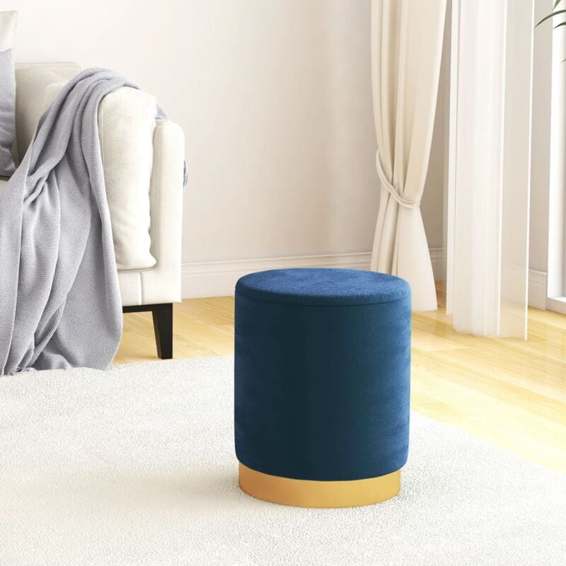 foto del prodotto sgabello rotondo con contenitore azzurro in velluto vidaxl
