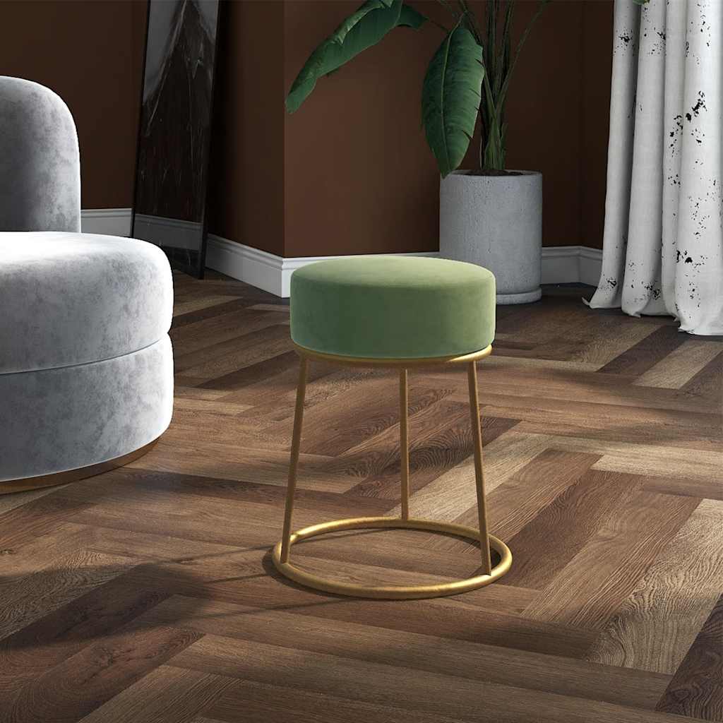 foto del prodotto sgabello rotondo verde senape in vellutocod mxl 70571