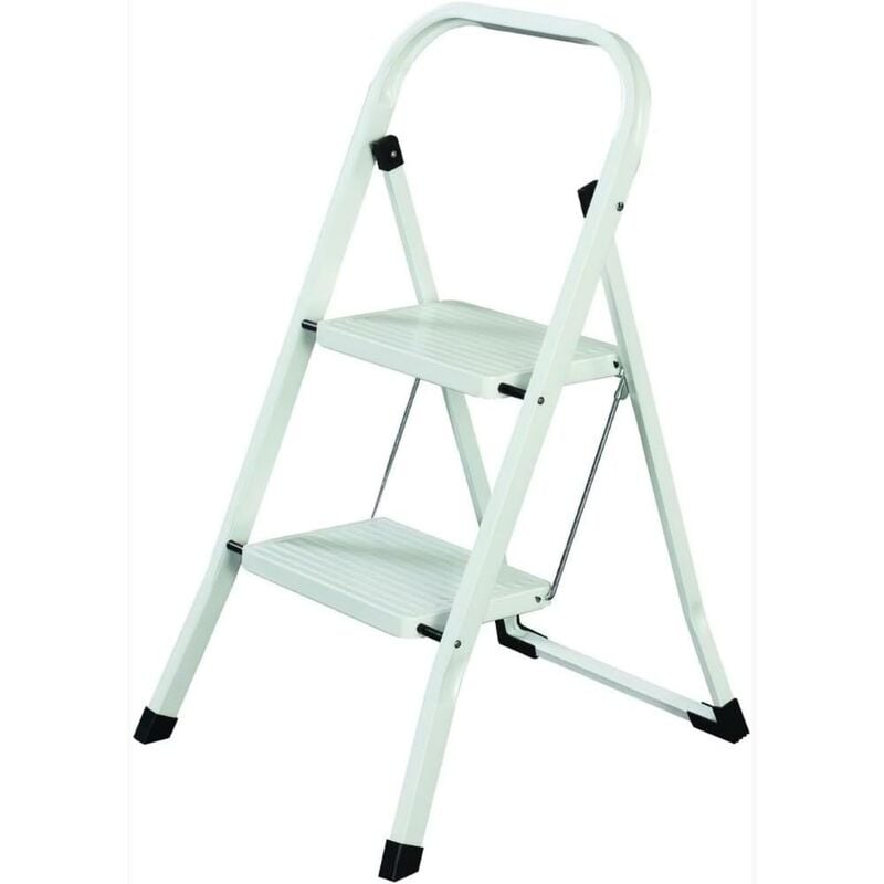 foto del prodotto sgabello scala domestica pieghevole in acciaio 2 gradini salvaspazio antiscivolo 2 gradini