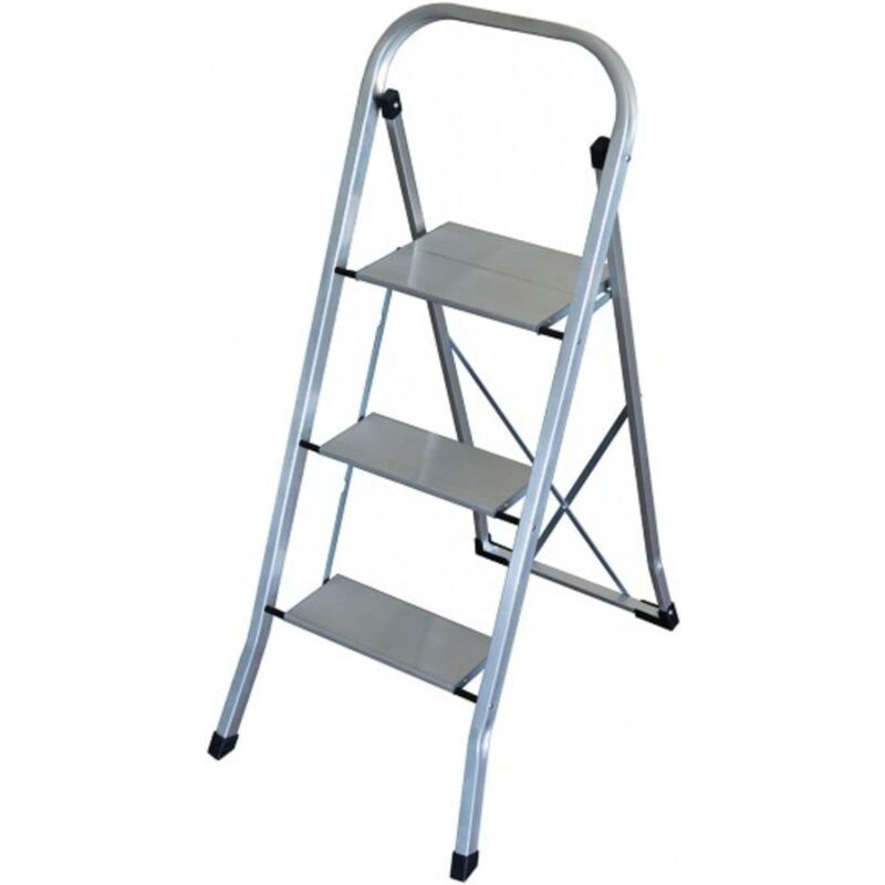 foto del prodotto sgabello scala extra slim alluminio 3 gradini - portata 150 kg - spessore 3cm chiusa