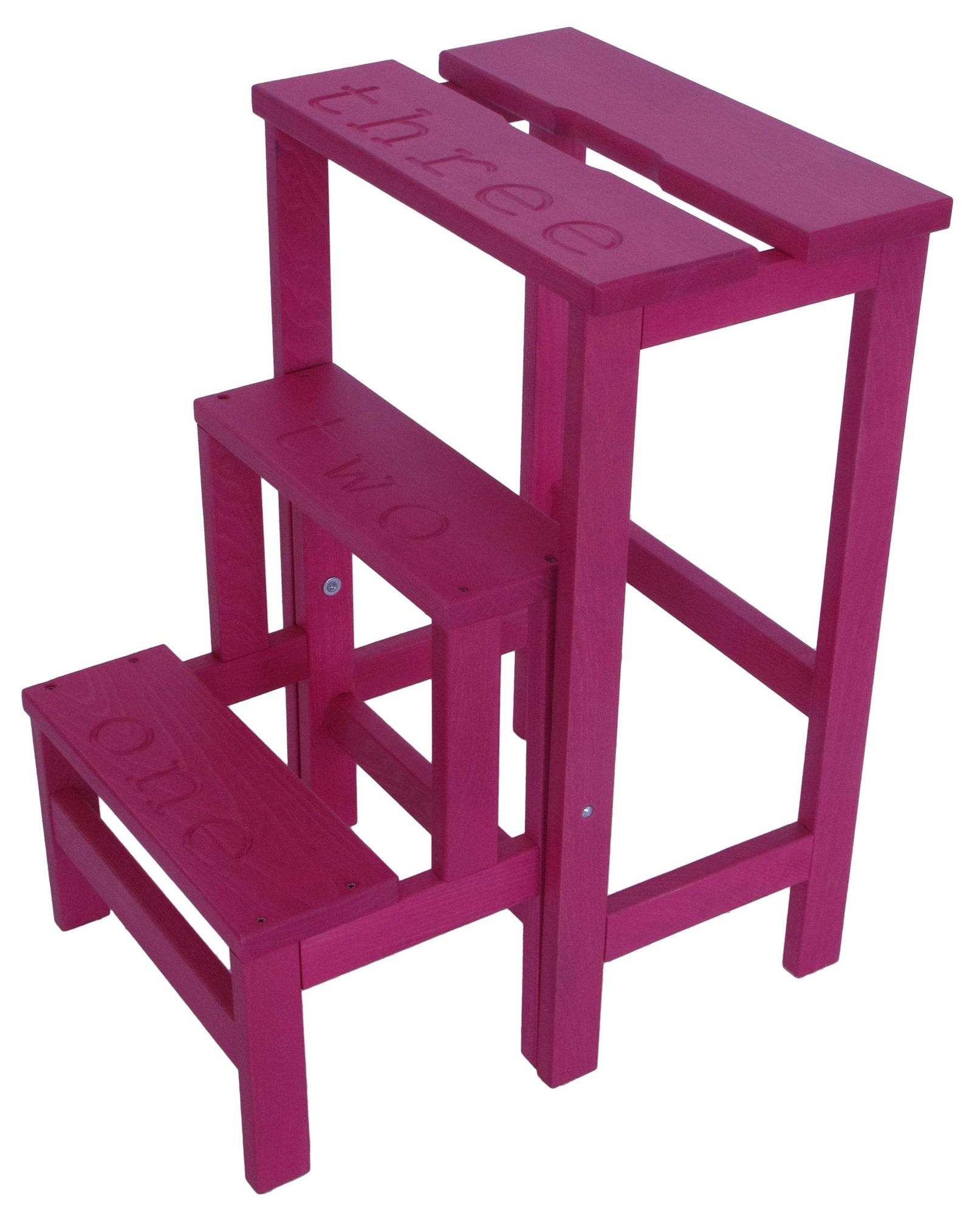 foto del prodotto sgabello scaletta 60x40x46 cm in legno fucsia