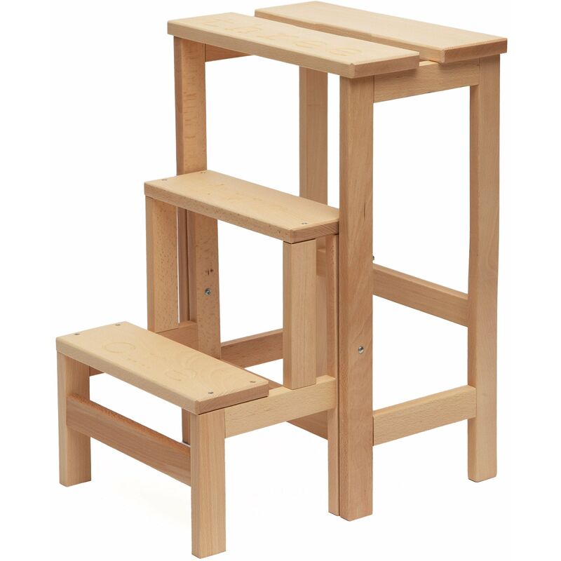 foto del prodotto sgabello scaletta 60x40x46 cm in legno naturale