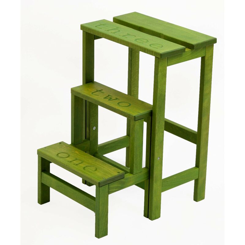 foto del prodotto sgabello scaletta 60x40x46 cm in legno verde oliva