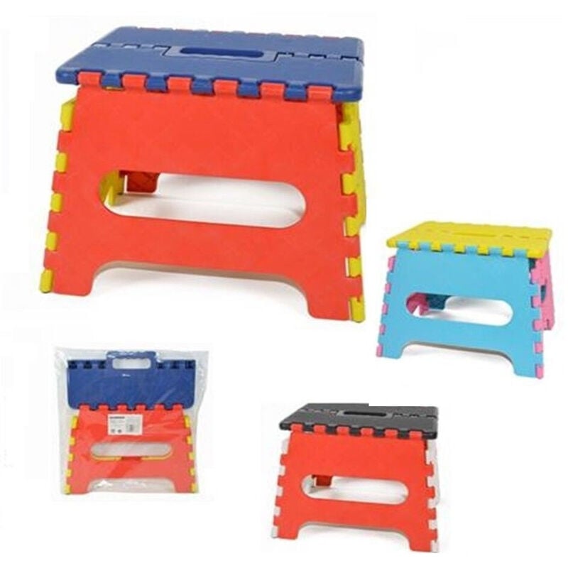 foto del prodotto sgabello sedia plastica colorato richiudibile pieghevole campeggio 25x20x19 - - trade shop traesio