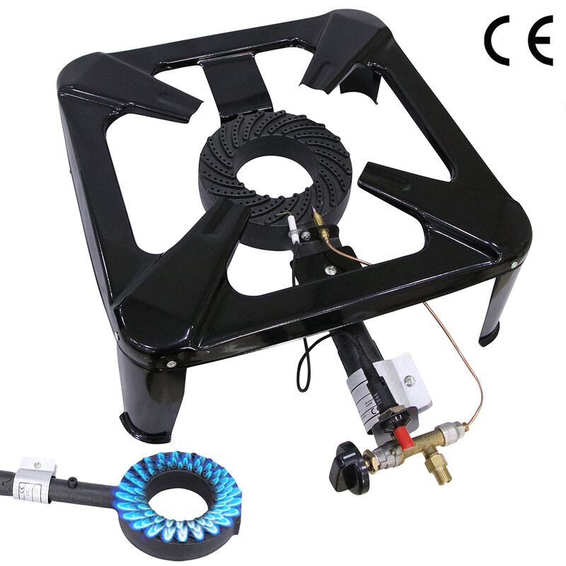 foto del prodotto sgabello stufa accensione piezoelettrica 4 gambe 6.5kw piano cottura a gas fornello a gas fornello da campeggio bruciatore a gas ghisa acciaio