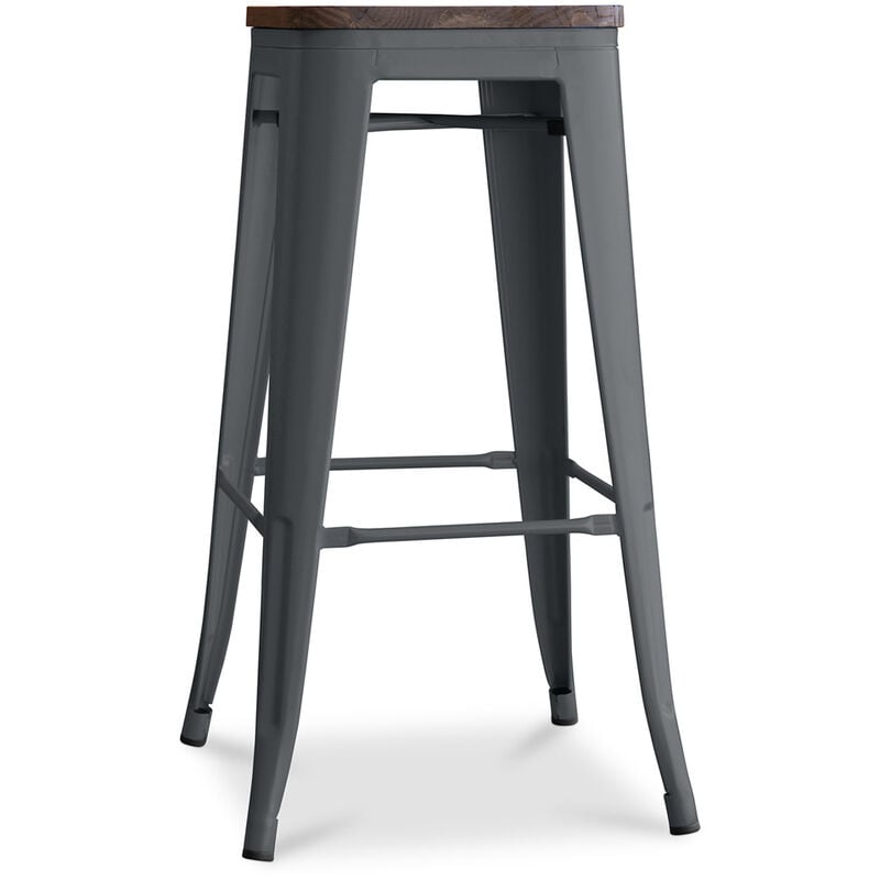 foto del prodotto sgabello stylix in legno 76cm metallo grigio scuro legno, ferro, metallo, legno grigio scuro
