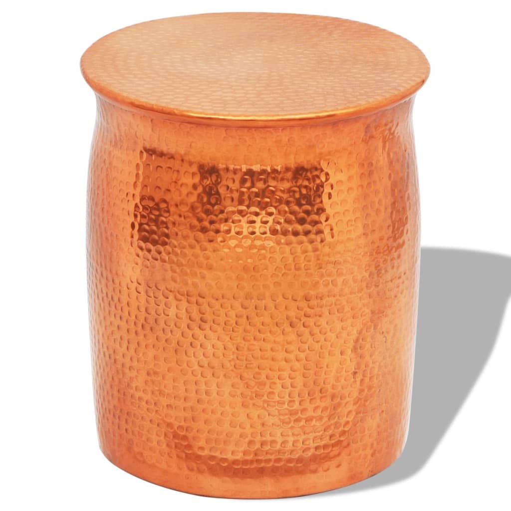 foto del prodotto sgabello tavolino laterale alluminio battuto colore ottone rame
