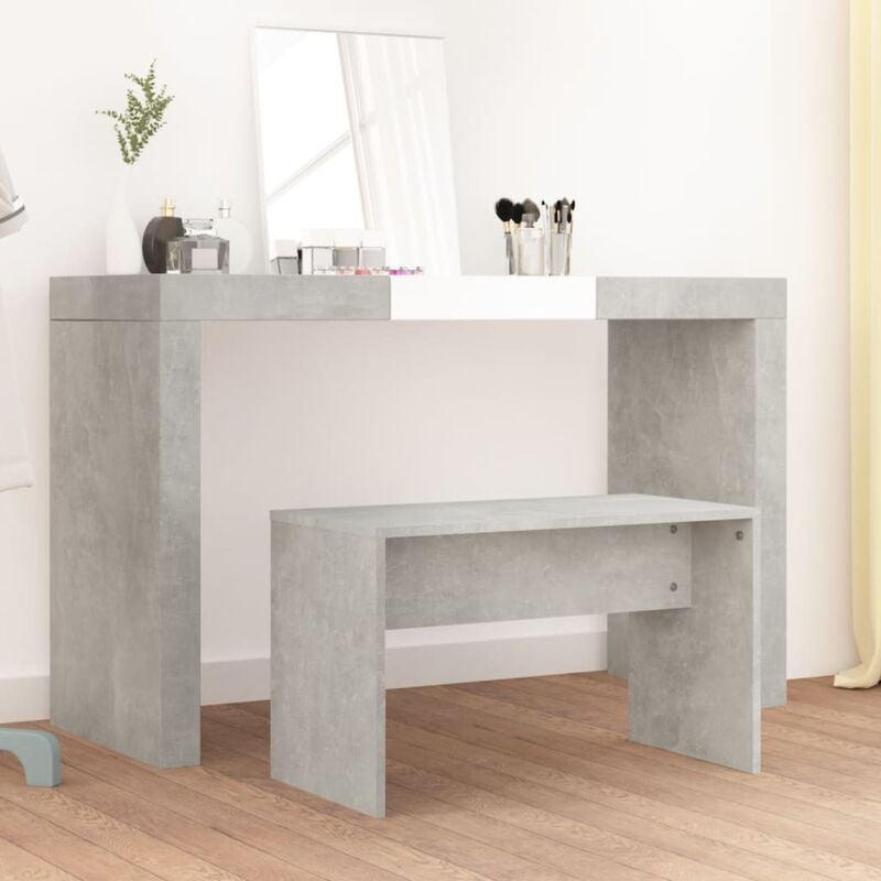 foto del prodotto sgabello toeletta grigio cemento 70x35x45 cm legno multistrato vidaxl