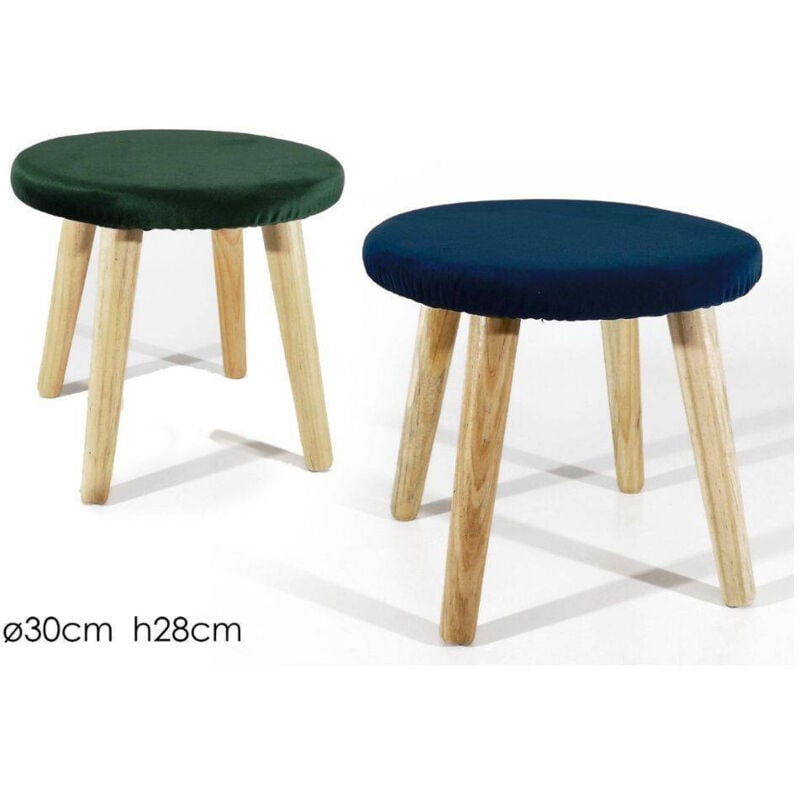 foto del prodotto sgabello tondo blu pouf sfoderabile casa seduta comoda struttura in legno 30xh28 - - trade shop traesio