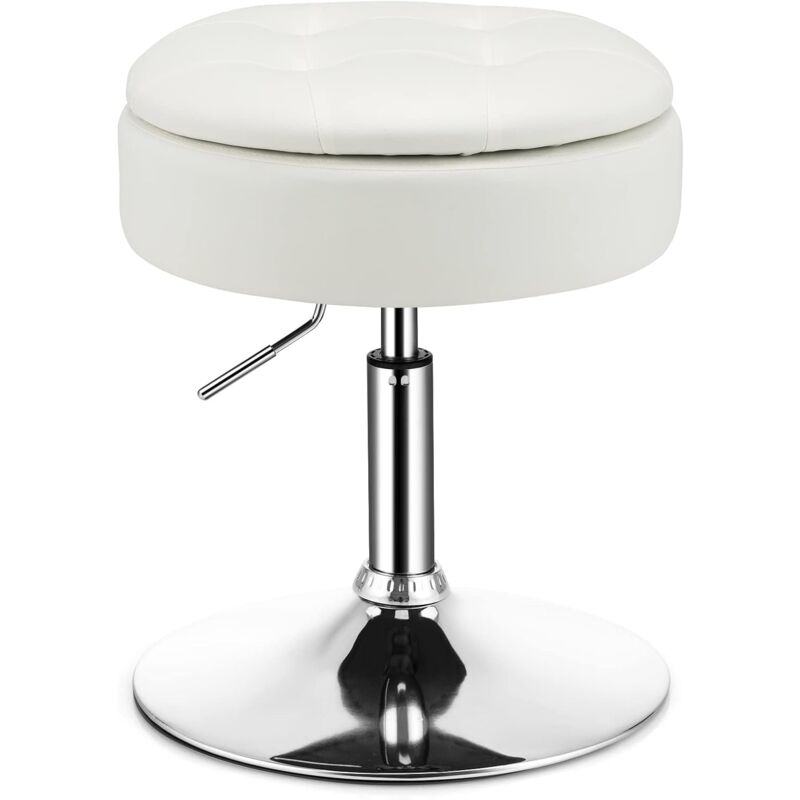 foto del prodotto sgabello vanity regolabile in altezza, girevole a 360 e con un altezza compresa tra 51 e 66cm, per camera da letto, soggiorno, bar bianco 