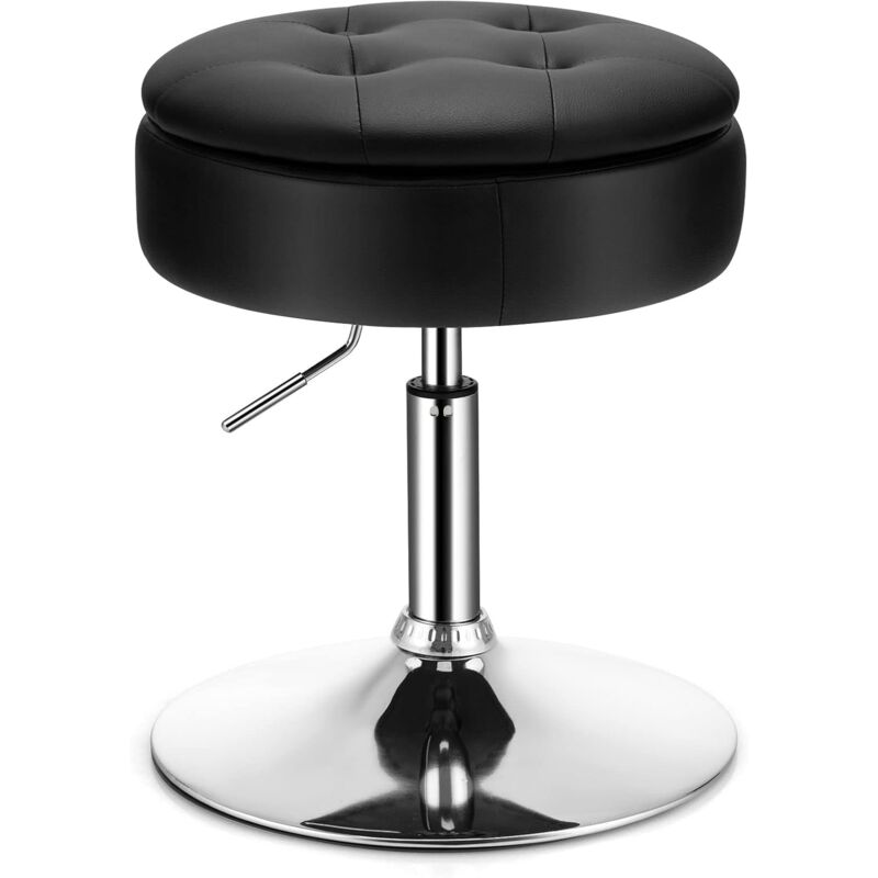 foto del prodotto sgabello vanity regolabile in altezza, girevole a 360 e con un altezza compresa tra 51 e 66cm, per camera da letto, soggiorno, bar nero 