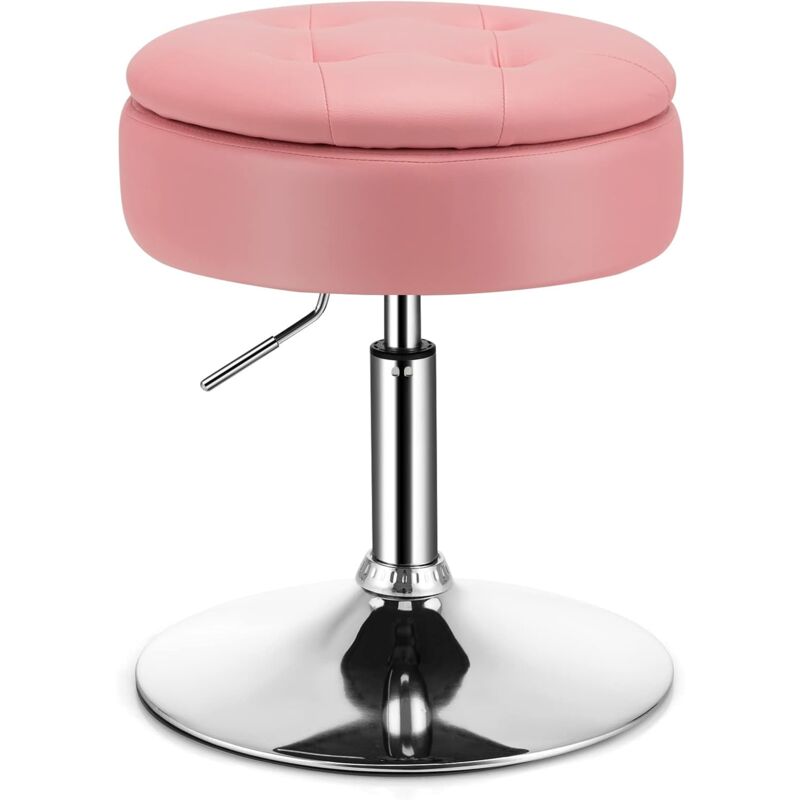 foto del prodotto sgabello vanity regolabile in altezza, girevole a 360 e con un altezza compresa tra 51 e 66cm, per camera da letto, soggiorno, bar rosa 