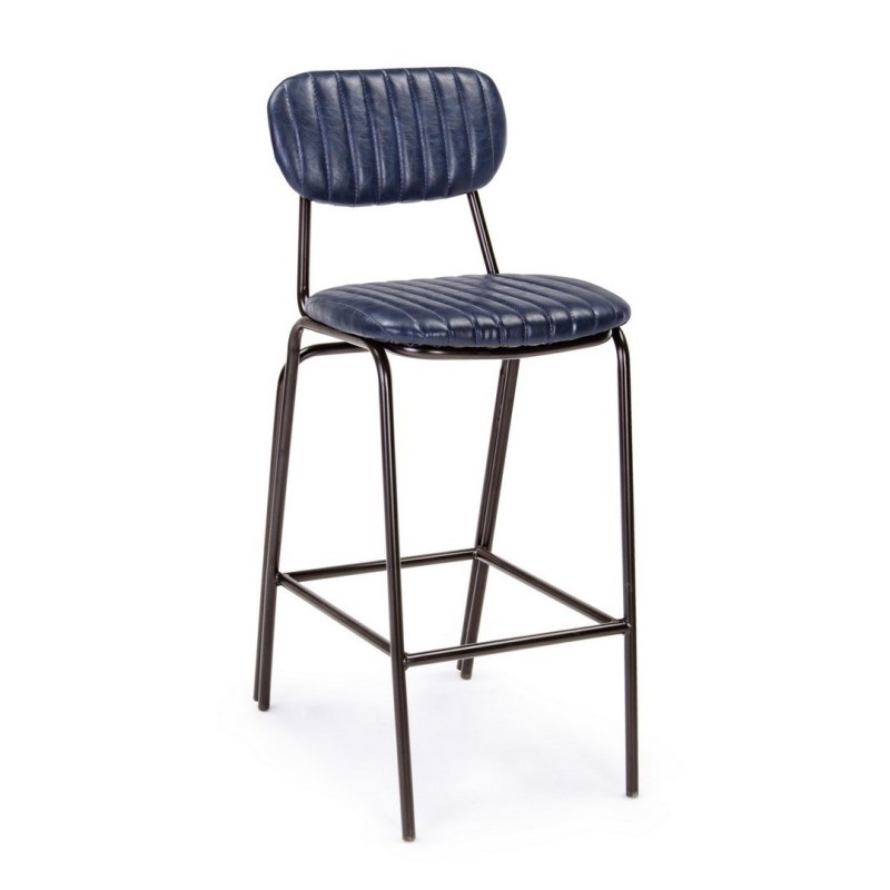 foto del prodotto sgabello vintage in ecopelle camille colore blu