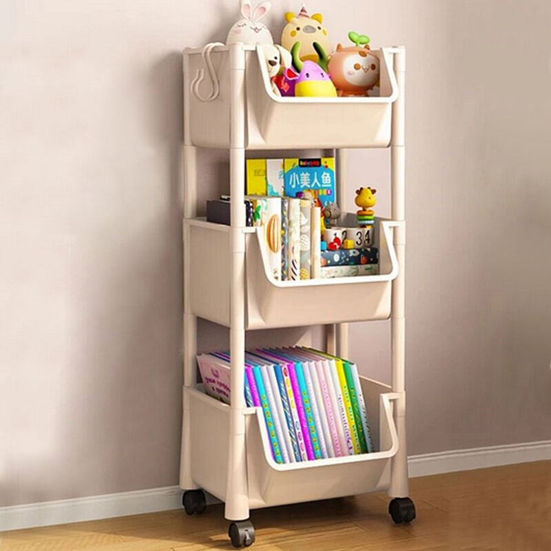foto del prodotto shally dogan carrello multiuso con ruote scaffale portaoggetti libreria salvaspazio beige