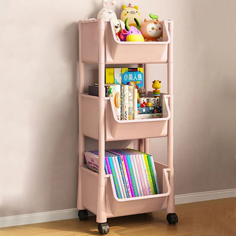 foto del prodotto shally dogan carrello multiuso con ruote scaffale portaoggetti libreria salvaspazio rosa