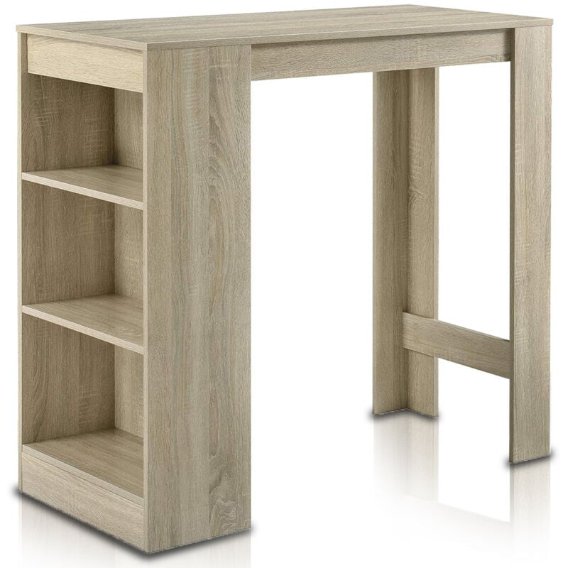 foto del prodotto shally dogan - consolle tavolo alto da bar 3 ripiani tavolino da pranzo quercia penisola cucina