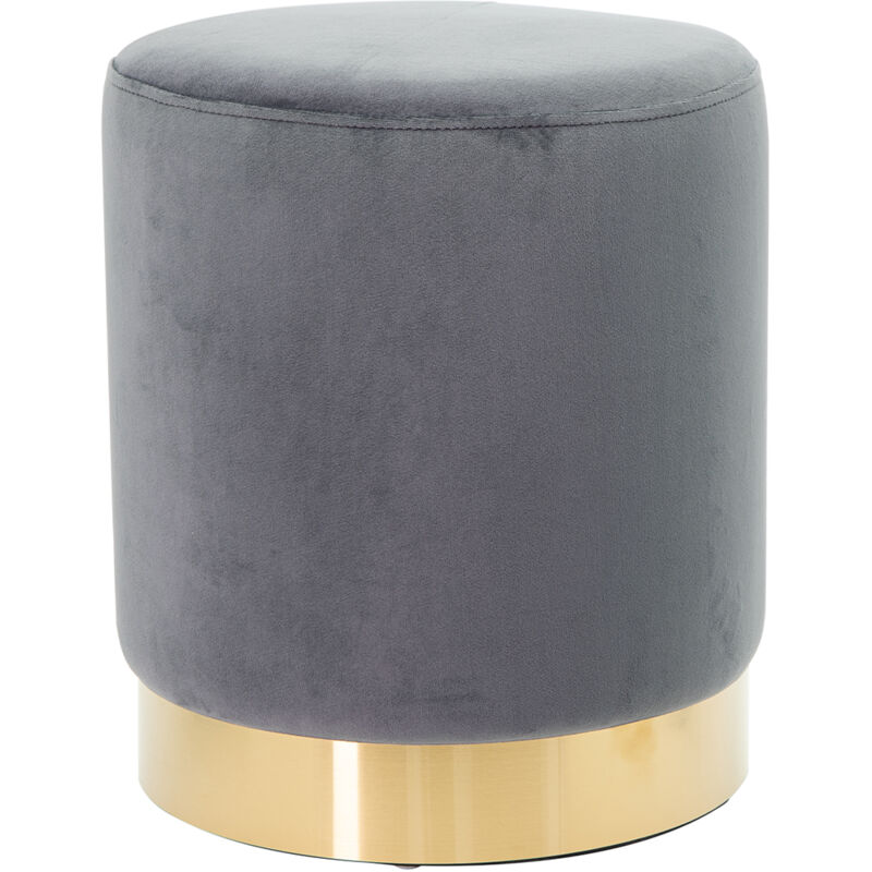 foto del prodotto shally dogan pouf poggiapiedi in velluto grigio struttura in legno 31x31x38cm base dorata metallo