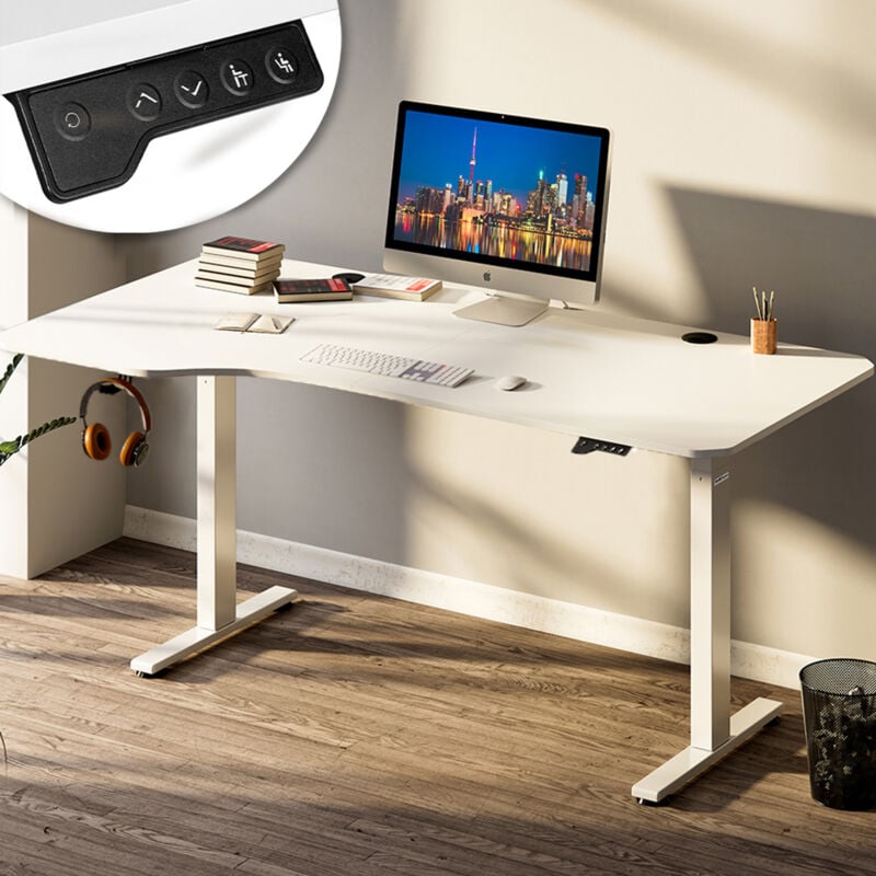 foto del prodotto shally dogan scrivania elettrica regolabile altezza 160x75x72 117cm bianco console di comando