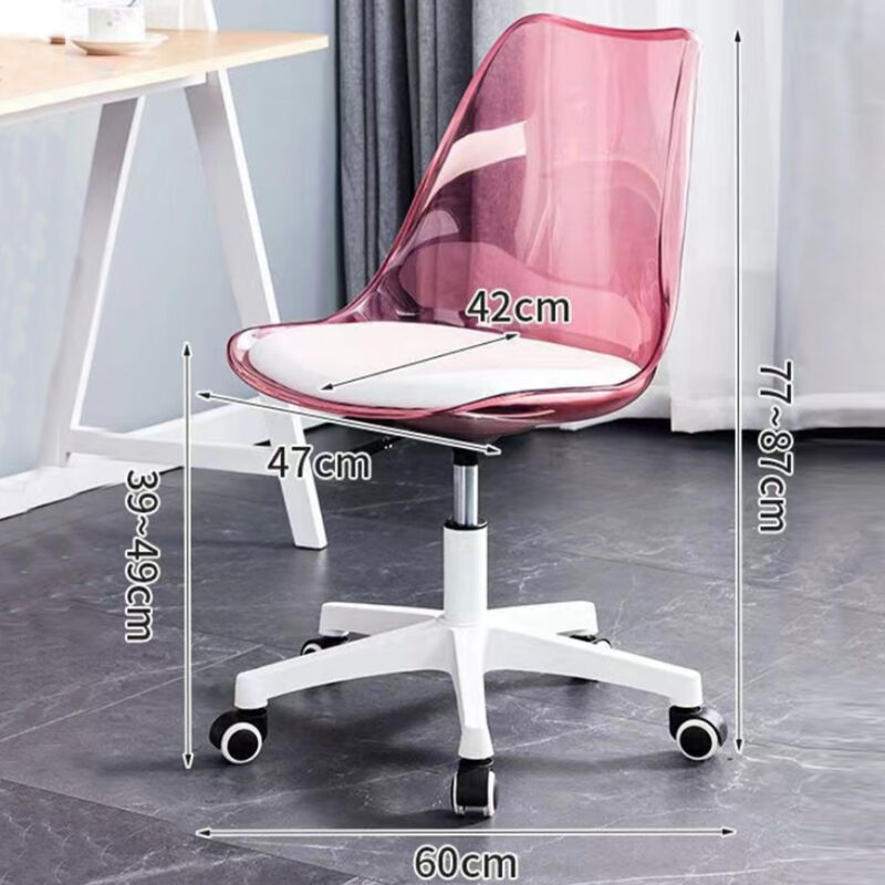 foto del prodotto shally dogan sedia da scrivania con ruote e schienale trasparente rosa poltrona da ufficio