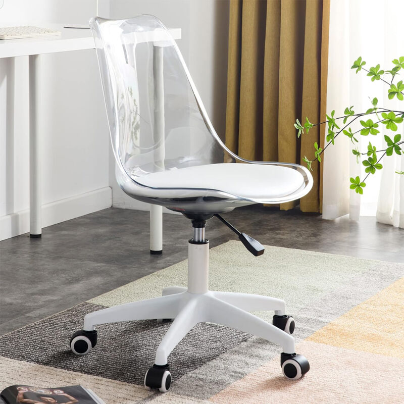 foto del prodotto shally dogan sedia da scrivania trasparente poltrona ufficio e cameretta schienale ergonomico